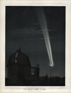 1881年の大彗星（彗星C - 1881 K1）。 6月25〜26日の夜1時に観測されました。 30分。 AM（Trouvelot Astronomical Drawings 1881のプレートXI） 作： Étienne Léopold Trouvelot